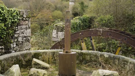 Restored-Waterwheels-At-The-Historical-Tregargus-China-Clay-Quarry-Near-St-Stephen,-Cornwall,-United-Kingdom