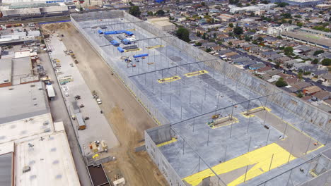 Aerial-view-of-a-huge-warehouse-construction-site-in-the-San-Francisco-are-of-California