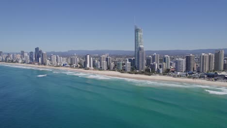 Q1-Building-Tower-In-Surfers-Paradise,-Gold-Coast,-Queensland,-Australia---aerial-drone-shot