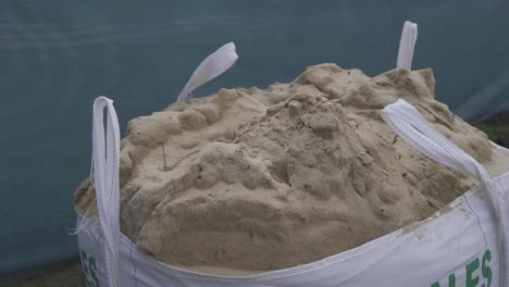 Close-up-shot-around-bag-of-sand-on-construction-site