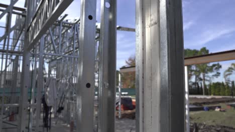 Close-up-of-steel-wall-framing-at-house-construction-site