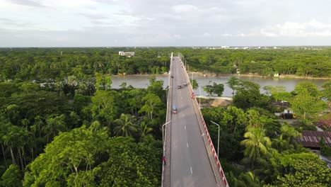Gabkhan-Bridge--In-Jhalokati,-Bangladesh.-Aerial-Pedestal-Down