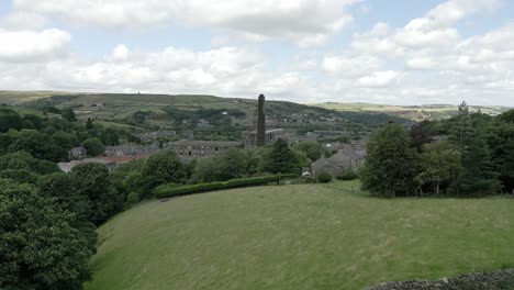 Drone-Aerial-footage-of-a-typical-industrial-village-in-Yorkshire-England