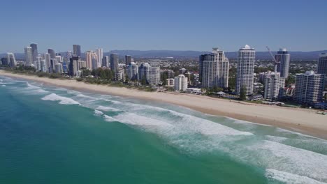 Surfers-Paradise-And-Broadbeach-In-Gold-Coast,-QLD,-Australia---aerial-drone-shot