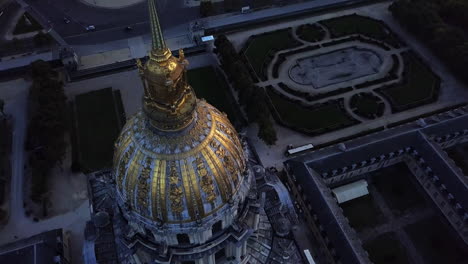 A-drone-shot-looks-down-on-the-Dome-Church-in-Paris,-France