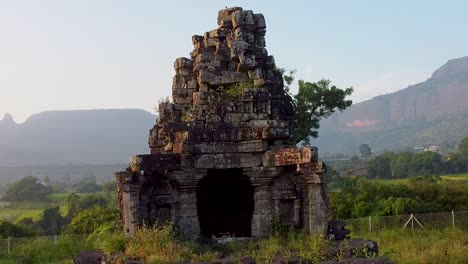 Ruins-Of-Anjaneri-Jain-Temple-In-India---pullback