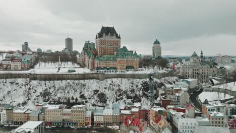 Castillo-En-La-Ciudad-De-Quebec-Canadá-Drone-Video