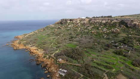 Aerial-walkthrough-over-the-coast-of-iconic-island-of-Gozo