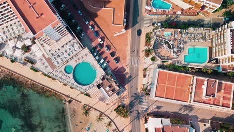 Aerial-Top-Down-view-drone-shot-in-Ibiza-Island-Sant-Antoni-de-Portmany