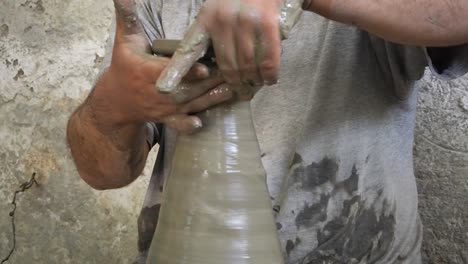 4K-Footage-of-ceramic-manufacture-man-making-handcrafted-potteryn-in-a-factory