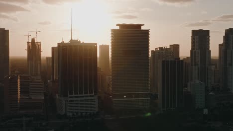 Biscayne-boulevard-buildings-and-sunset-drone-video