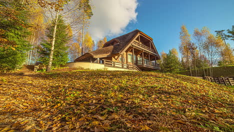 Luxury-Cabin-Lodge-On-A-Hill-During-Fall-Season