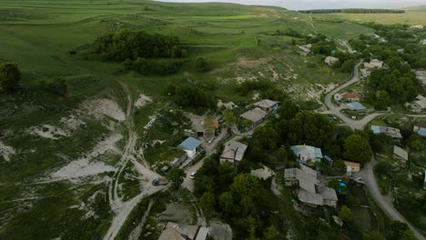 Aerial-View-Of-Residential-Houses-At-Dusk-In-Chobareti,-Georgia