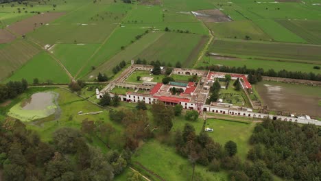 Hacienda-Ixtafiayuca-Ranch-in-Tlaxcala,-Mexico---Aerial-Drone-View