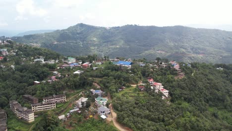 Aerial-shot-of-buildings-on-mountains-in-Kohima