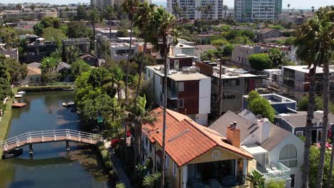Aerial-View-Of-Venice-Canal-Historic-District-On-Sunny-Day-With-Palm-Trees-1