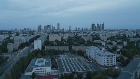 Aerial-shot-of-a-densely-populated-residential-part-of-Warsaw