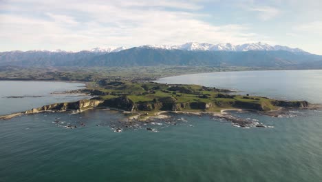 Aerial-view-of-Kaikoura-Peninsula,-New-Zealand