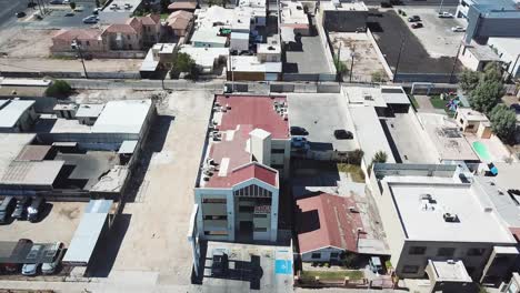 View-of-a-drone-flying-over-the-street-showing-houses