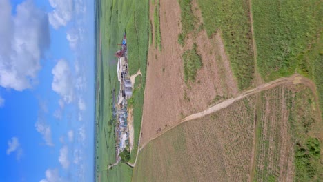 Aerial-drone-view-of-the-Barcelo-rum-factory-in-San-Pedro-De-Macoris,-Dominican-Republic