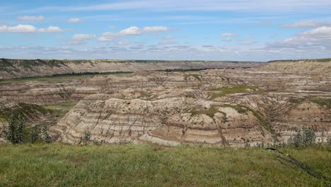 Badlands-horse-thief-canyon-pan-left-wide-shot-near-Drumheller-Alberta-Canada