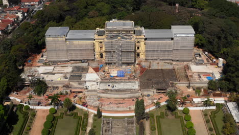 Vista-Aérea-Del-Museo-Ipiranga-En-Restauración-Para-Su-Reapertura-Con-Motivo-De-La-Celebración-Del-Bicentenario-De-La-Independencia-De-Brasil-En-2022