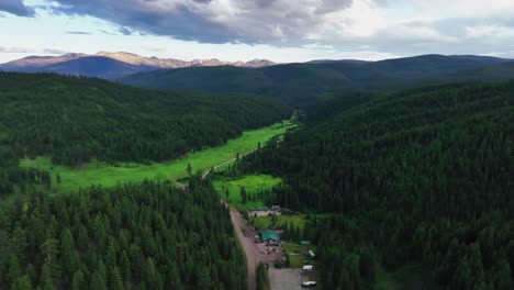 Aerial-View-Over-Scenic-Mountains-And-Town-Of-Lolo-In-Missoula-County,-Montana,-USA---drone-shot