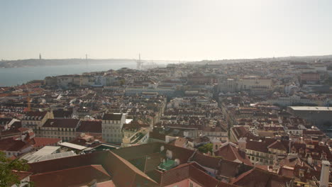 Lissabon-Stadtbild-Während-Der-Frühen-Sonnenuntergangsstunden-In-Stunden-Mit-Blick-Auf-Die-Innenstadt