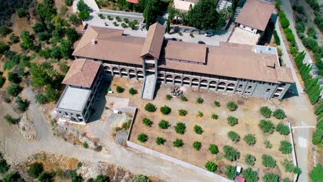 Aerial-drone-footage-of-Holy-monastery-of-Panagia-Amirous-in-Apsiou,-Limassol,-Cyprus-3