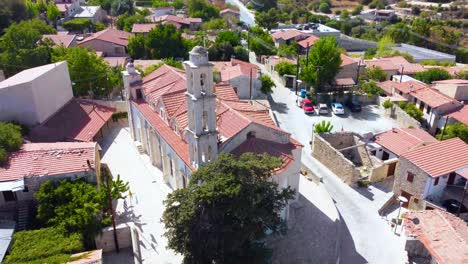 Aerial-drone-footage-of-traditional-countryside-village-Lofou,-in-Limassol,-Cyprus-6