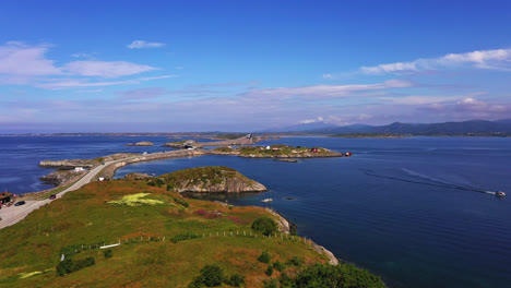 Aerial-view-of-the-Atlantic-ocean-road,-Atlanterhavsveien-in-Norway---ascending,-drone-shot