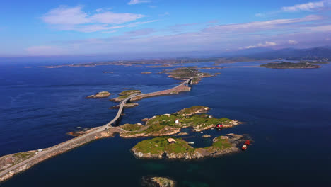 Aerial-view-around-the-Atlantic-ocean-road,-Atlanterhavsveien-in-Norway---circling,-drone-shot