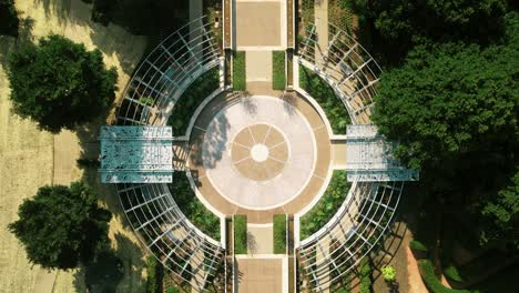 An-aerial-shot-of-Arboretum-park-in-Lisle,-Illinois-Morton-Arboretum-Park