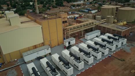 Cinematic-Drone-Shot-of-Power-Plant-in-Niamey,-Niger---Africa