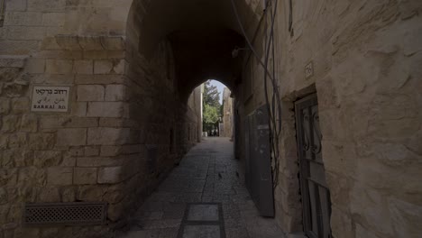 Walking-in-the-narrow-streets-of-the-old-city-of-Jerusalem