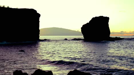Calm-sunset-scene-from-south-shore-of-Pu'Upehe-Islet-Seabird-Sanctuary,-Hawaii