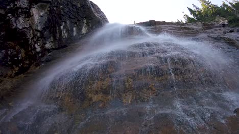 Looking-up-at-small-waterfalls-from-below-in-Canmore-Banff-National-Park-Alberta-Canada