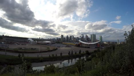 Timelapse-of-Calgary-downtown-on-cloudy-day-Alberta-Canada