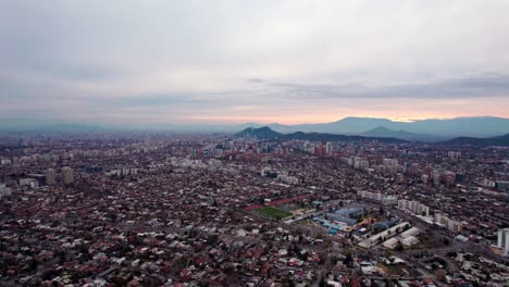 Panoramic-aerial-view-of-Santiago,-Chile
