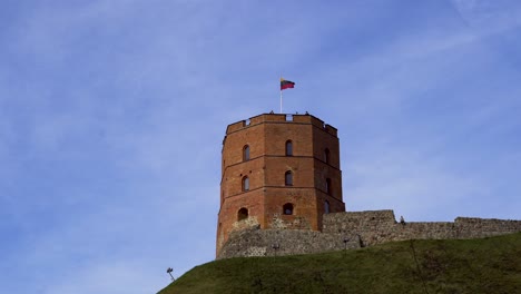 Mittelrahmen-Gemidimas-Schloss-Vilnius.-Niedriger-Winkel,-Gottgleich