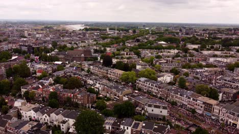 Aerial-footage-Nijmegen-Netherlands-Vierdaagse,-bird-eye-view