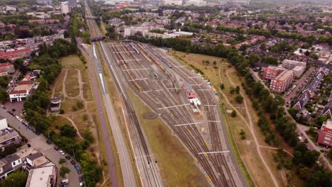 Aerial-view-Nijmegen-train-station,-The-Netherlands