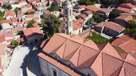 Aerial-drone-footage-of-traditional-countryside-village-Lofou,-Limassol,-Cyprus