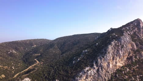 Drone-shot-of-a-Beautiful-mountain-in-North-Cyprus-camera-zoom-out