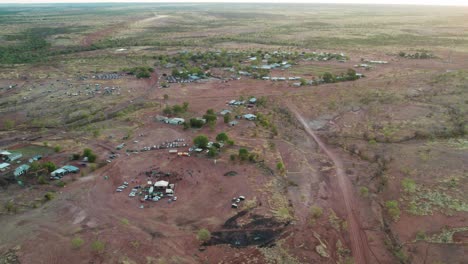 Aerial-view-of-the-band-stage-during-the-Freedom-Day-Festival-with-Kalkaringi-in-the-background,-Northern-Territory-Australia,-26-August-2022