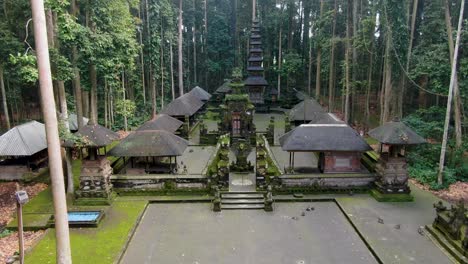 Complex-of-ancient-Sangeh-temple-in-Bali,-surrounded-by-jungle