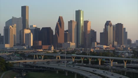 Establishing-aerial-shot-of-downtown-Houston,-Texas-1