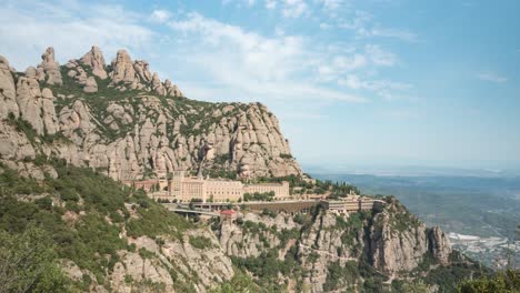 Abbey-of-Montserrat---Santa-Maria-de-Montserrat-Abbey-On-The-Mountain-In-Catalonia,-Spain