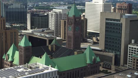 Spectacular-aerial-view-of-Minneapolis-City-Hall-on-a-bright-afternoon
