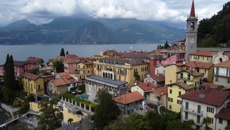 Picturesque-and-cute-small-town-on-Lake-Como-waterfront-in-Italy